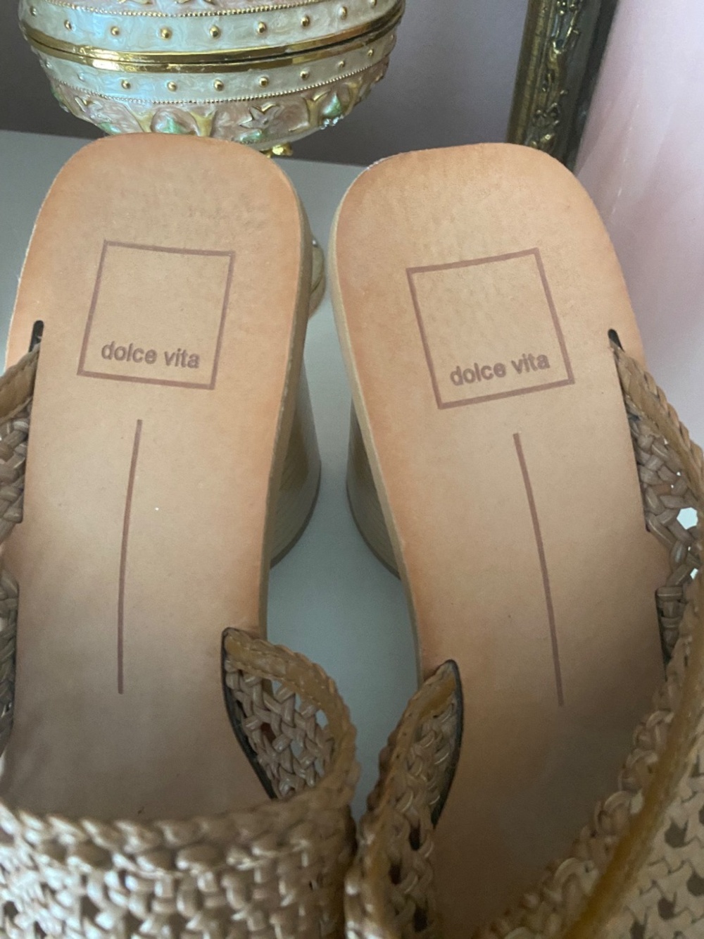 Dolce Vita Tan Brown Sandals Slide Heel 8 - Picture 4 of 5